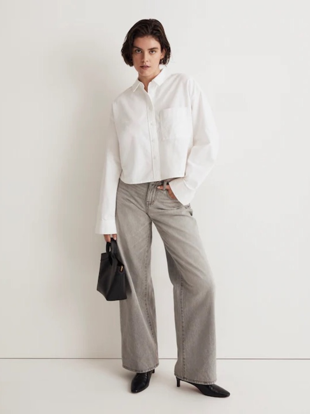 Madewell | The Signature Oxford Crop Shirt 💯 cotton